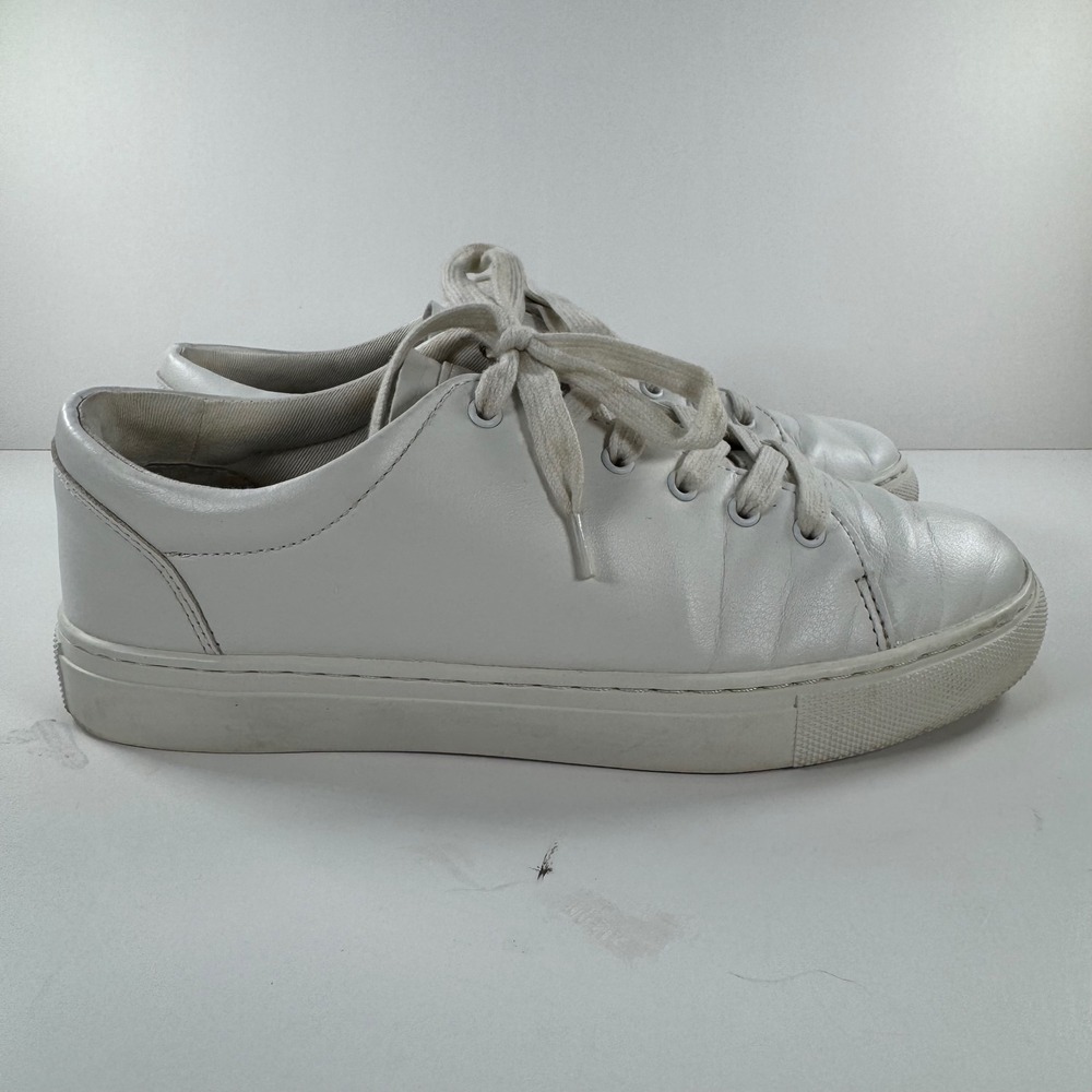 J Crew Womens White Synthetic Low Top Lace Up Sneakers BC186 Size 7